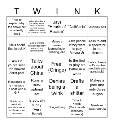Robert Bingo Card