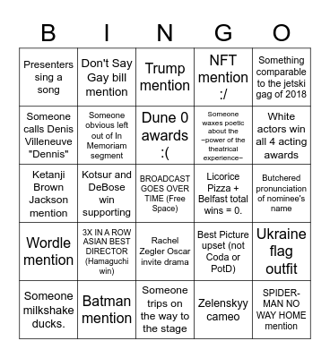 '22 OSCAR PARTY Bingo Card