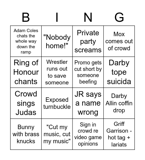 Kings of Friday Bingo Card