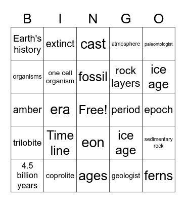 Geologic Time Bingo Card