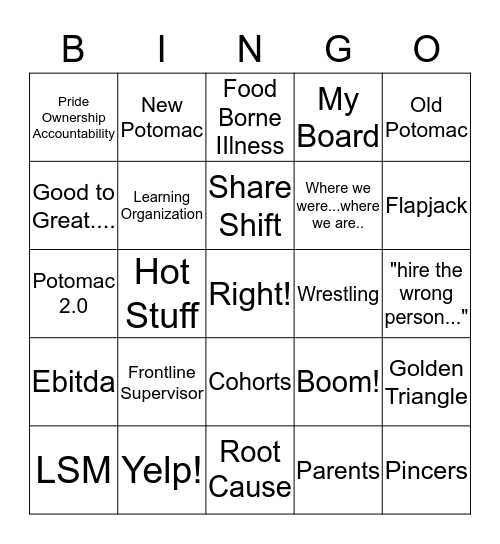 PFDG Bingo  Bingo Card