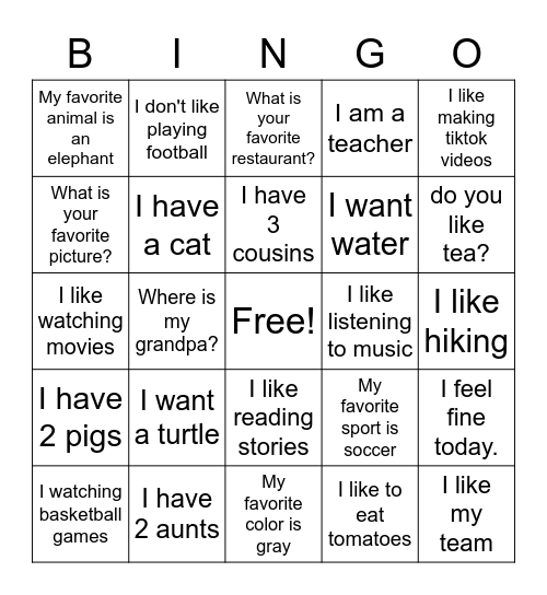 ASL Vocab Review- Q4 Bingo Card