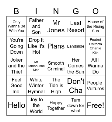 Mystery Round (guess the theme!) Bingo Card
