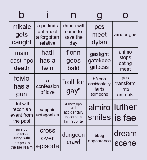 wggwagaw arc 2 bingo Card