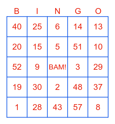 SUPERHERO Bingo Card
