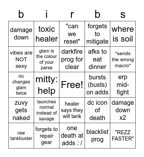 p3sadness Bingo Card