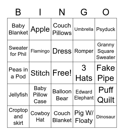 Crotchet Patterns Bingo Card
