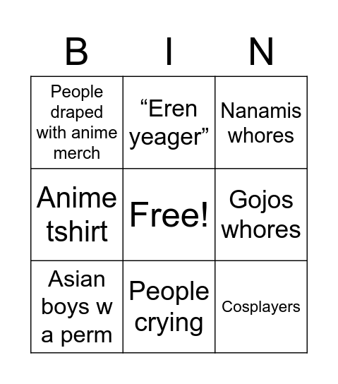 jjk volume 0 movie Bingo Card