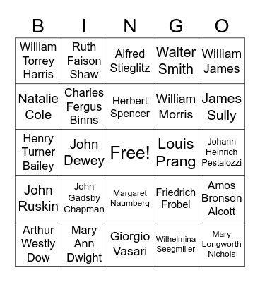 Art Education Bingo Card