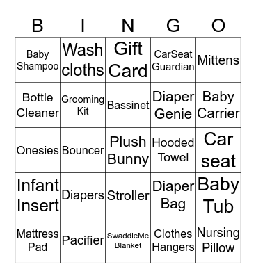 BABY SHOWER GIFTS Bingo Card