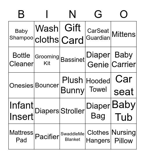 BABY SHOWER GIFTS Bingo Card