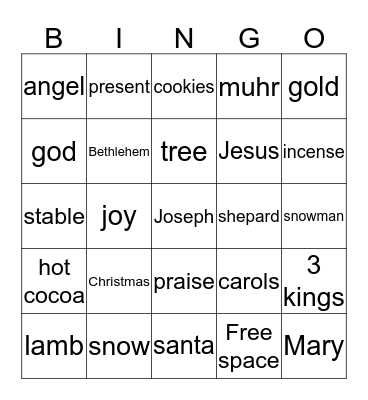 Christmas  Bingo Card