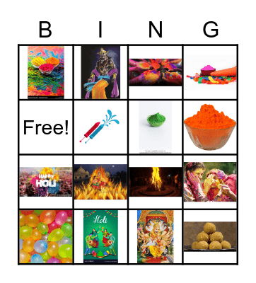 Holi - Festival of Colors Bingo Card