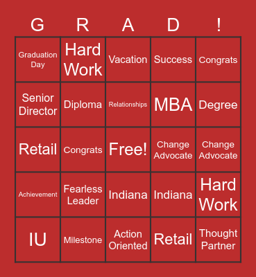 JZ's Graduation Party BINGO! Bingo Card