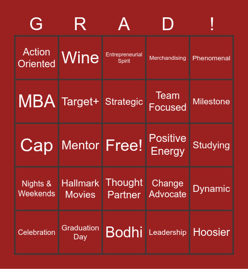 JZ's Grad Party BINGO! Bingo Card