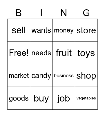Shopping bingo Card