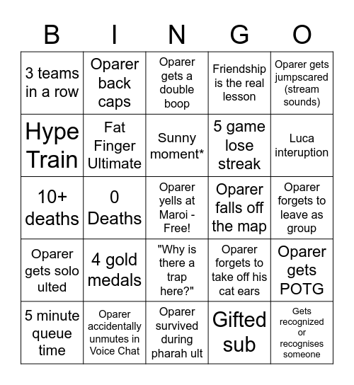 Oparer’s Overwatch Bingo Card