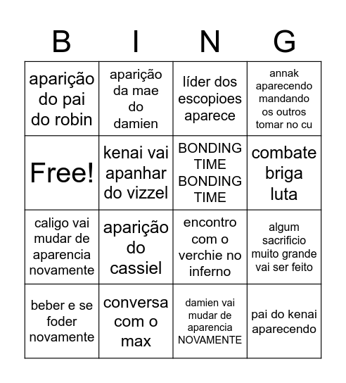 previsoes de mirian Bingo Card