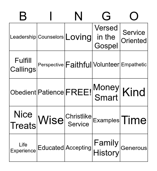 The Elderly we Love Bingo Card