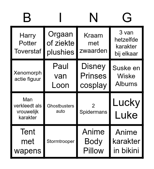 Comic Conbingo Card