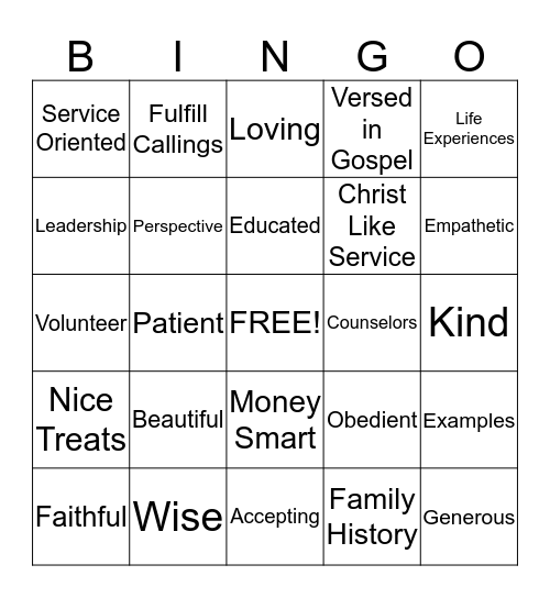 The Elderly We Love Bingo Card