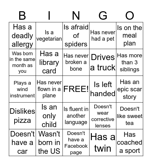 Someone who... Bingo Card