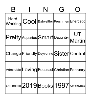 College Bingo Card