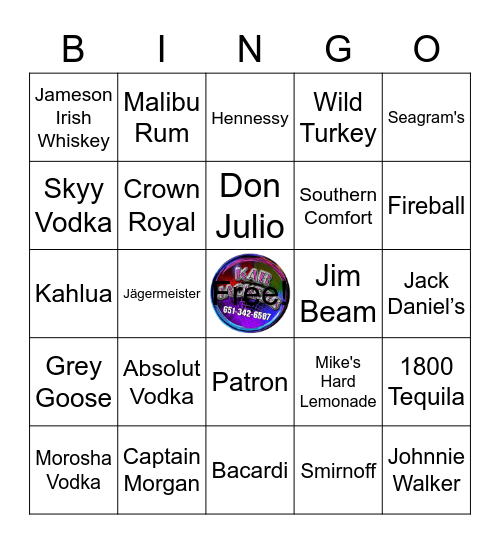 www.karjackers.com ~ (Liquor Names) Bingo Card