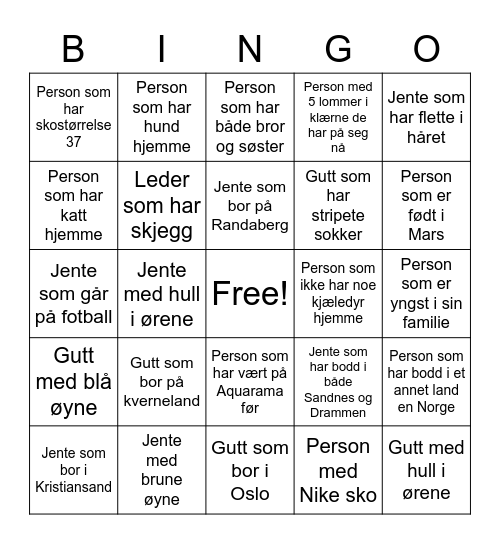 Bli kjent Bingo HEROES Bingo Card