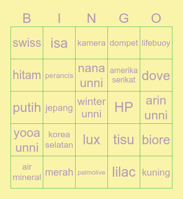 Bingo with Kak Bayu Bingo Card