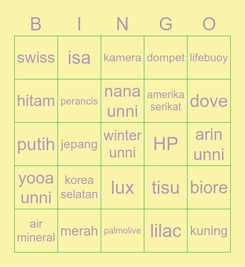 Bingo with Kak Bayu Bingo Card