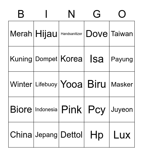 Karina Bingo Card