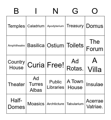 Towns and Houses Bingo Card