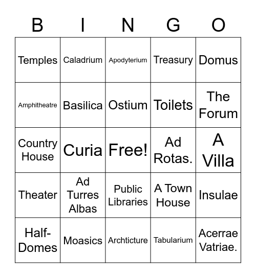 Towns and Houses Bingo Card