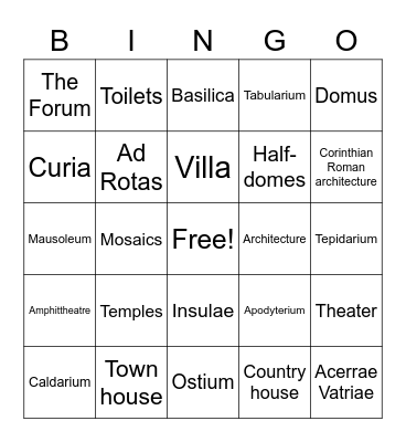 Towns and Houses Bingo Card