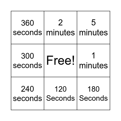 Time Bingo Card