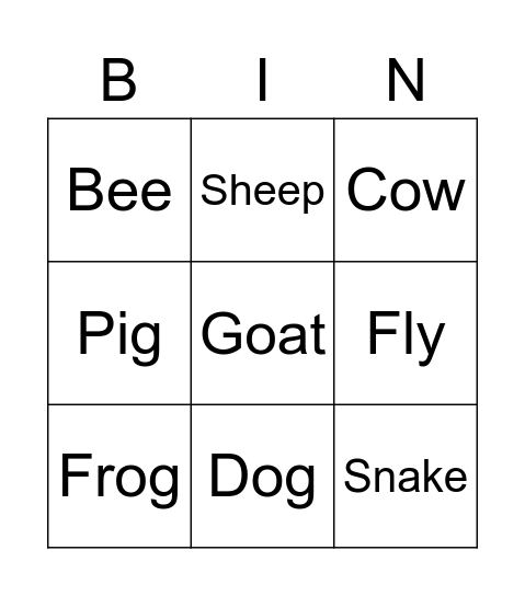 Test Bingo Card