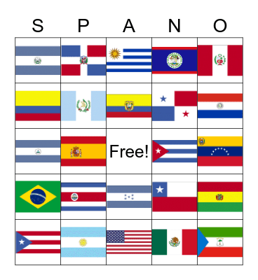 Latin American Bingo Card