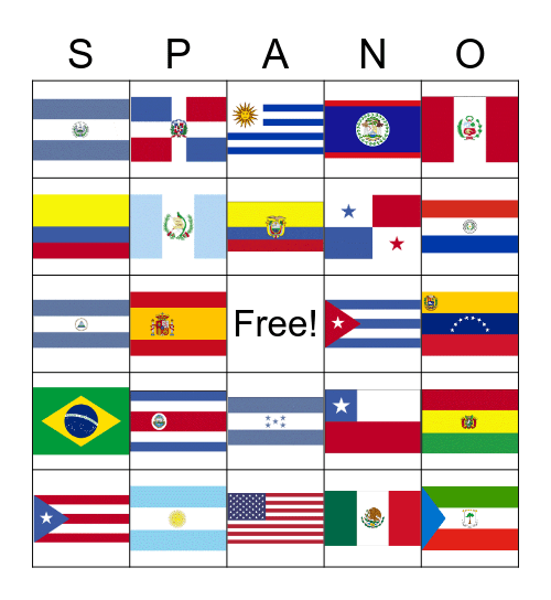 Latin American Bingo Card