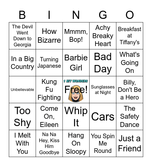 One Hit Wonders Music Bingo Card