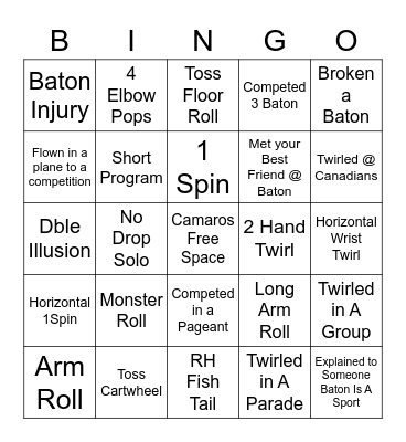 Baton Bingo Card