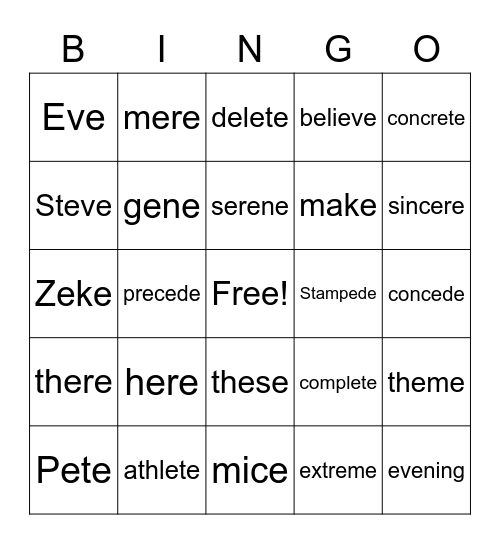 SPIRE 2.11 Bingo Card