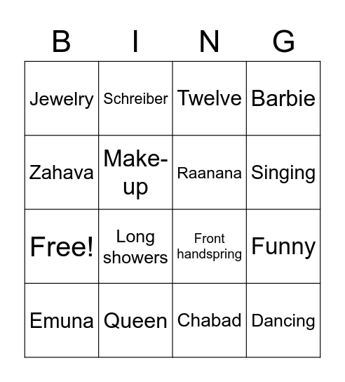 Sara Bingo! Bingo Card