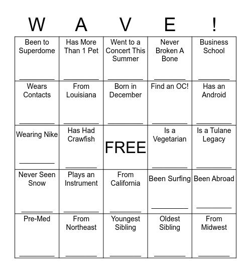 Green Bingo Card