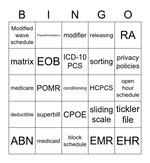 Administrative Assisting Bingo Card