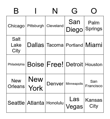 Large Cities Signs Bingo Card