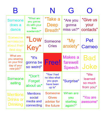 Vlad's Bon Voyage Bingo Card