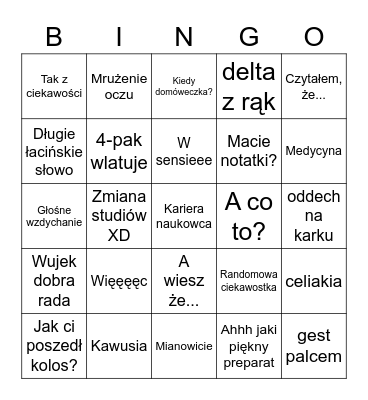 NAUKOWIEC of the year Bingo Card