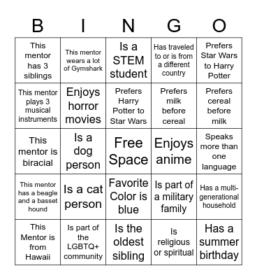 1st Gen Bingo Card
