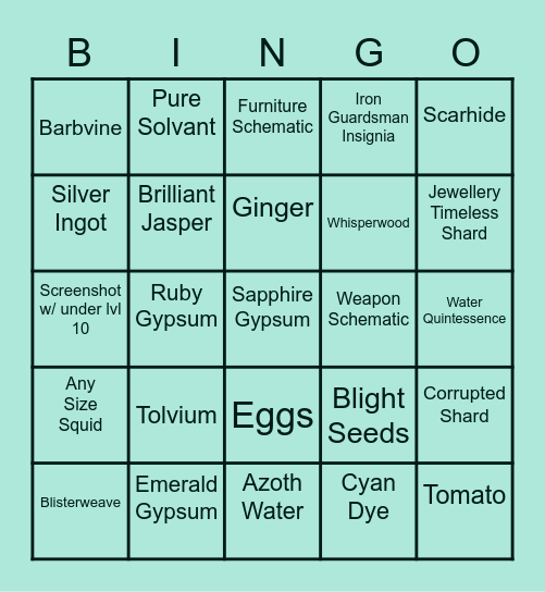 Hydrus Bingo Card